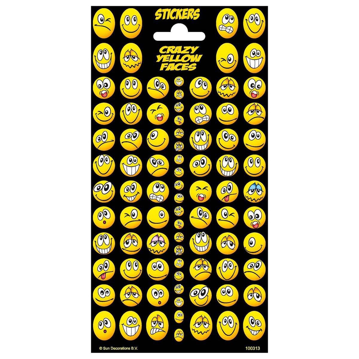 Stickers crazy yellow faces