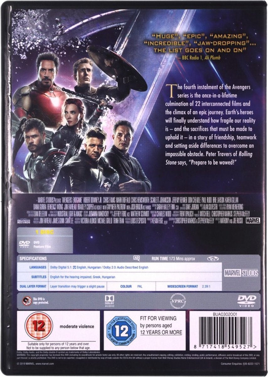 Avengers: endgame – DVD
