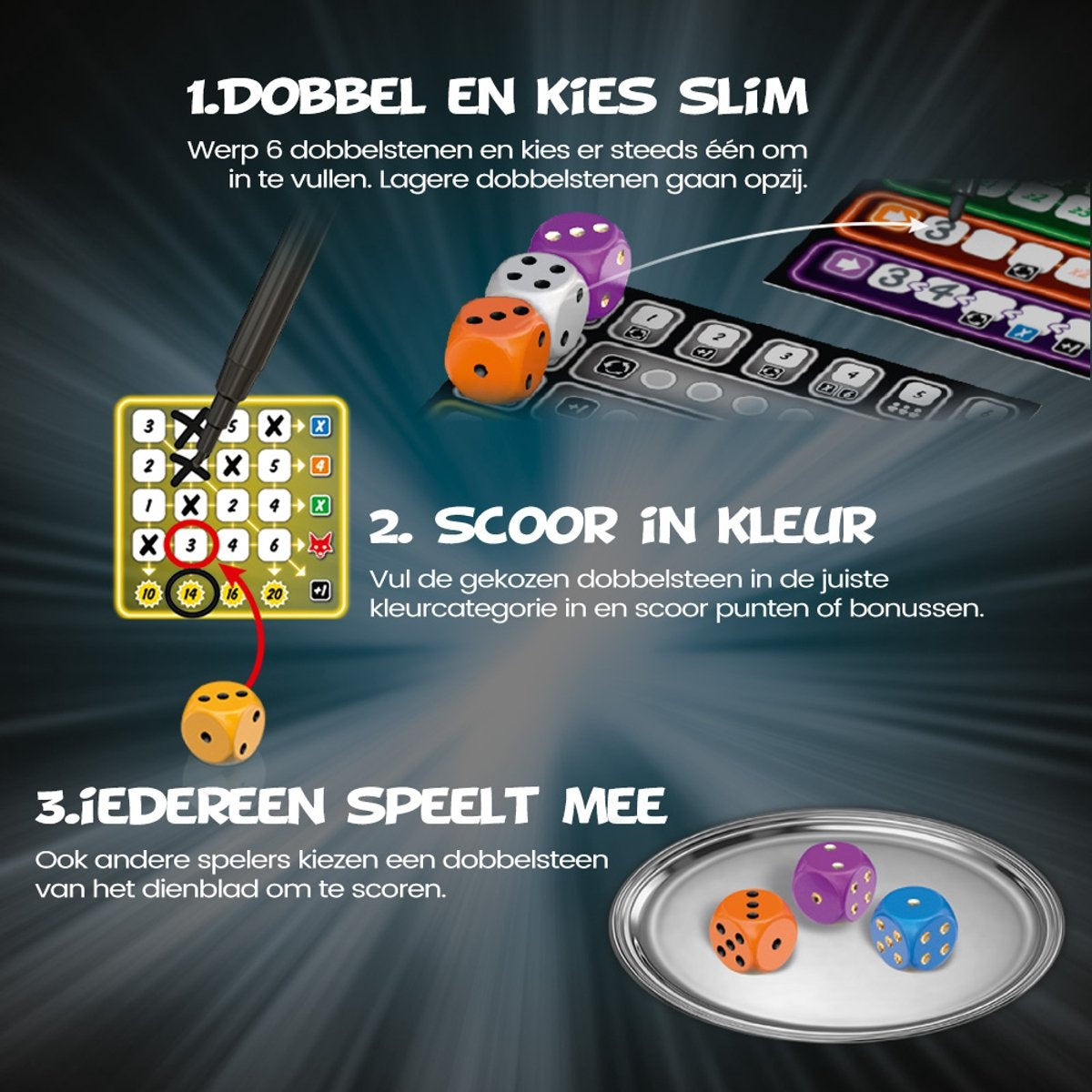 999 games – clever – dobbelspel – creëer kettingreacties door de juiste keuzes te maken – gezelschapsspel – familiespel – strategiespel – klein cadeautje