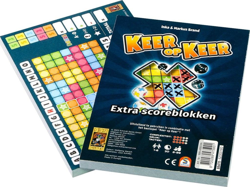 999 games – scoreblokken – keer op keer – twee stuks – level 1 – dobbelspel