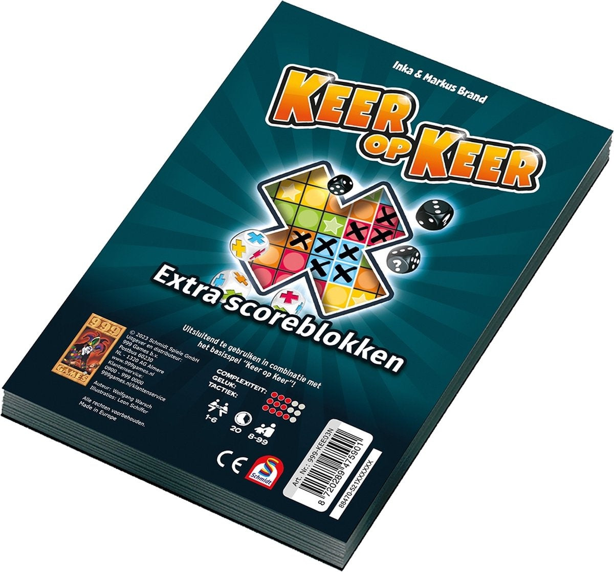 999 games – scoreblokken – keer op keer – twee stuks – level 1 – dobbelspel