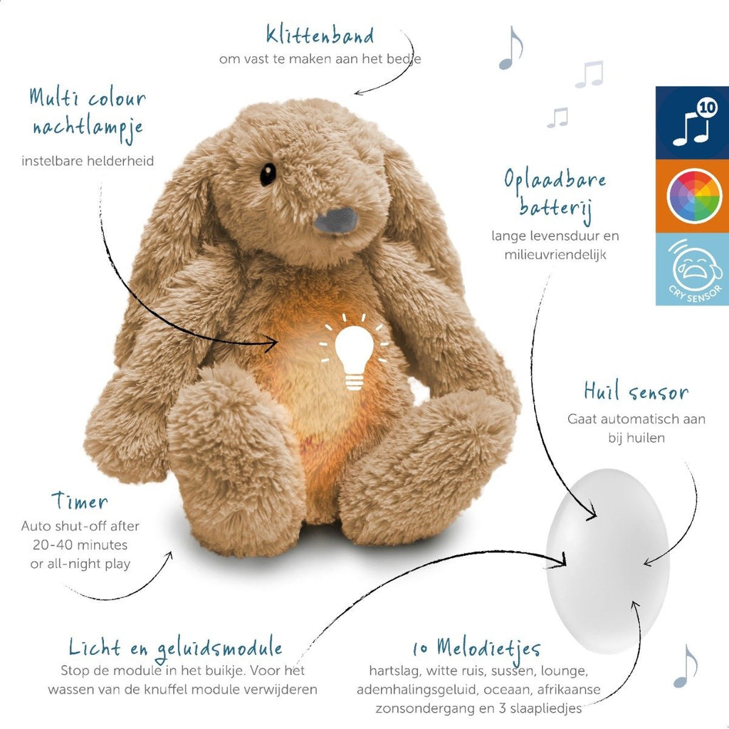 ZAZU Ro het konijn knuffel met nachtlampje – Beige