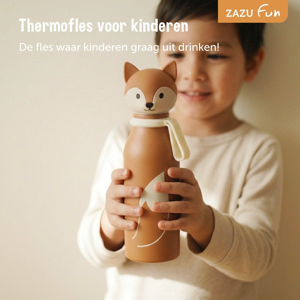 Zazu kinder thermosfles 400 ml – rvs drinkfles voor kinderen – dubbelwandige vacuümisolatie – bpa-vrij – lekbestendig – hond