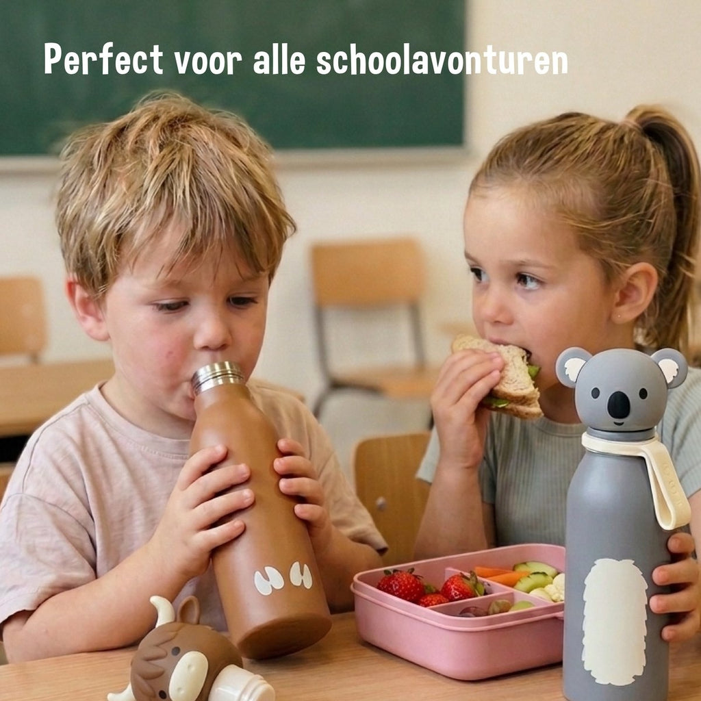 Zazu kinder thermosfles 400 ml – rvs drinkfles voor kinderen – dubbelwandige vacuümisolatie – bpa-vrij – lekbestendig – hond