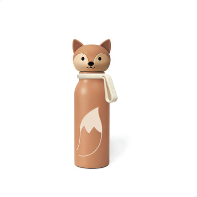 Zazu kinder thermosfles 400 ml – rvs drinkfles voor kinderen – dubbelwandige vacuümisolatie – bpa-vrij – lekbestendig – vos